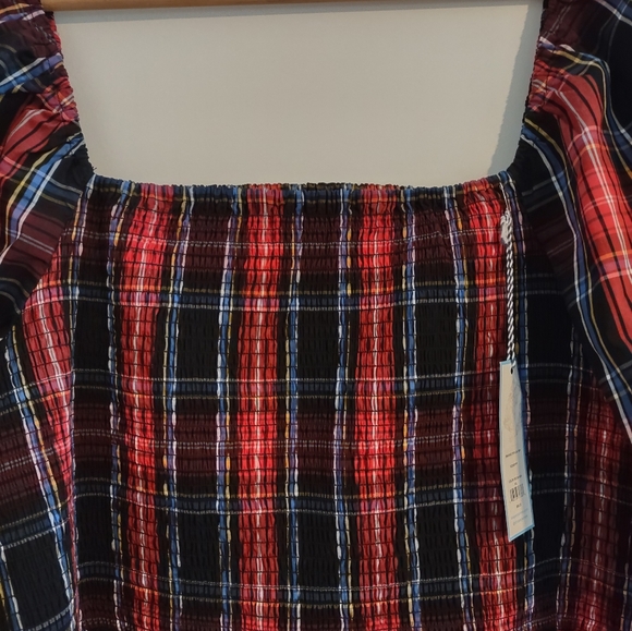 Draper James RSVP Plaid Smocked Peplum Top - Picture 4 of 14